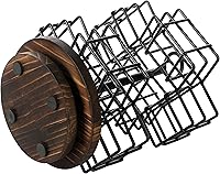 Vista 7 de MyGift 8 Compartment Tea Bag Organizer Carousel, Black Metal Wire Packet Holder and 360 Degree Spinning Burnt Solid Wood Base, Coffee Station Madera