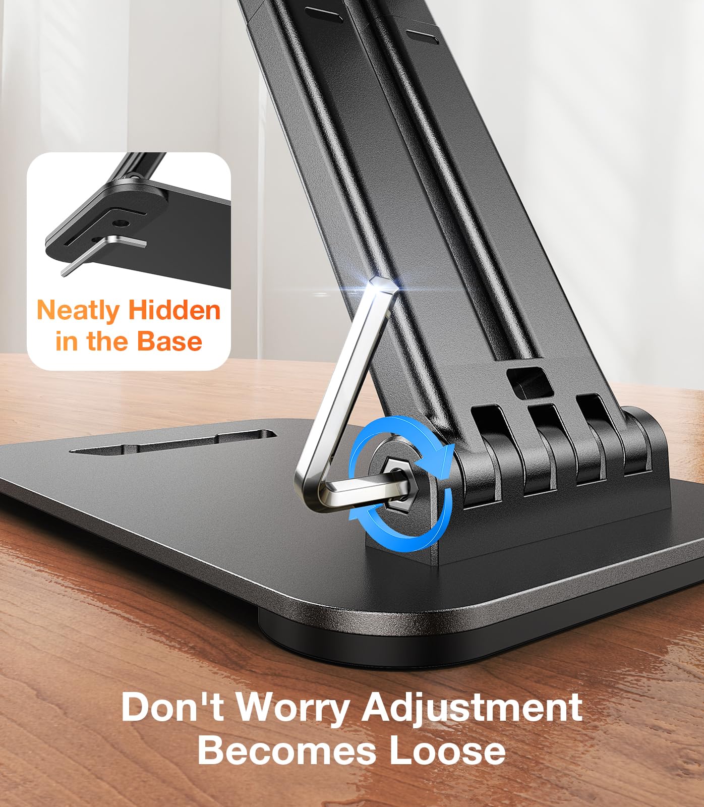 Regolabile Supporto Tablet per Telefono Da Tavolo in Metallo Pieghevole 4-15.9" iPad Samsung iPhone