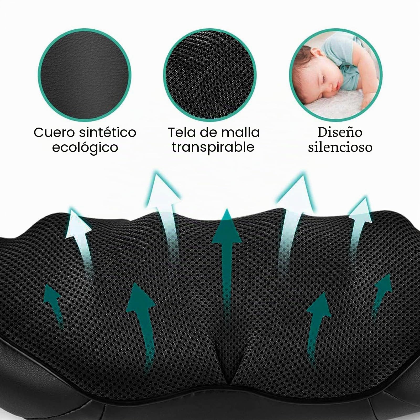 Medcursor Masajeador de cuello y hombros con calor, almohada de masaje Shiatsu de tejido profundo 3D para espalda, piernas, alivio del dolor muscular corporal, hogar, oficina (negro)