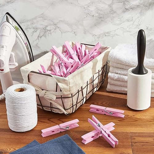 Miniatura 2 de Juvale Pinzas de madera para decoración de aula, paquete de 100, rosa, moderno, clips de lavandería, clips de fotos y pinzas para la ropa para