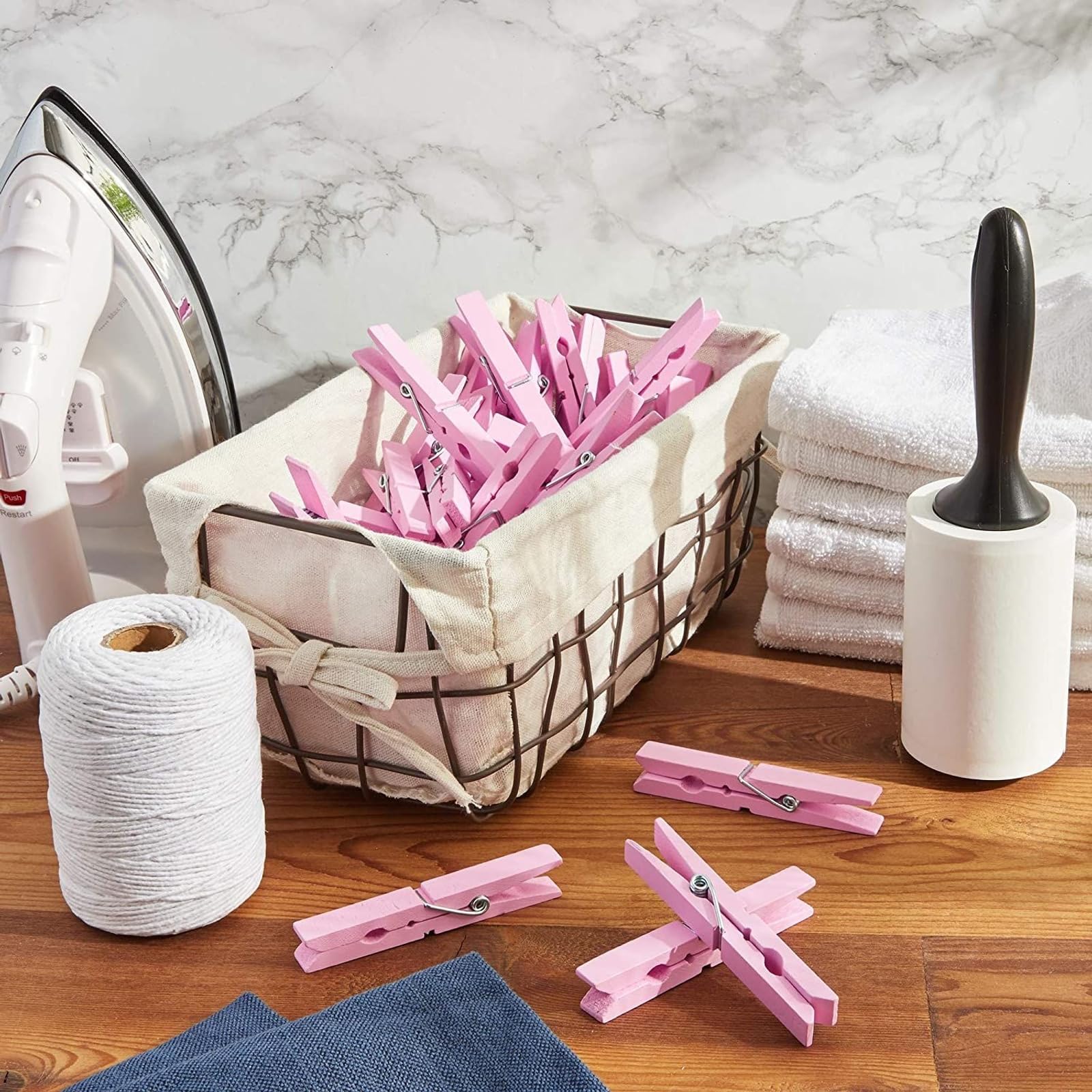Juvale Mollette in legno per decorazione scolastica, confezione da 100, rosa, moderne, clip per bucato, clip per foto e mollette per bucato artigianali