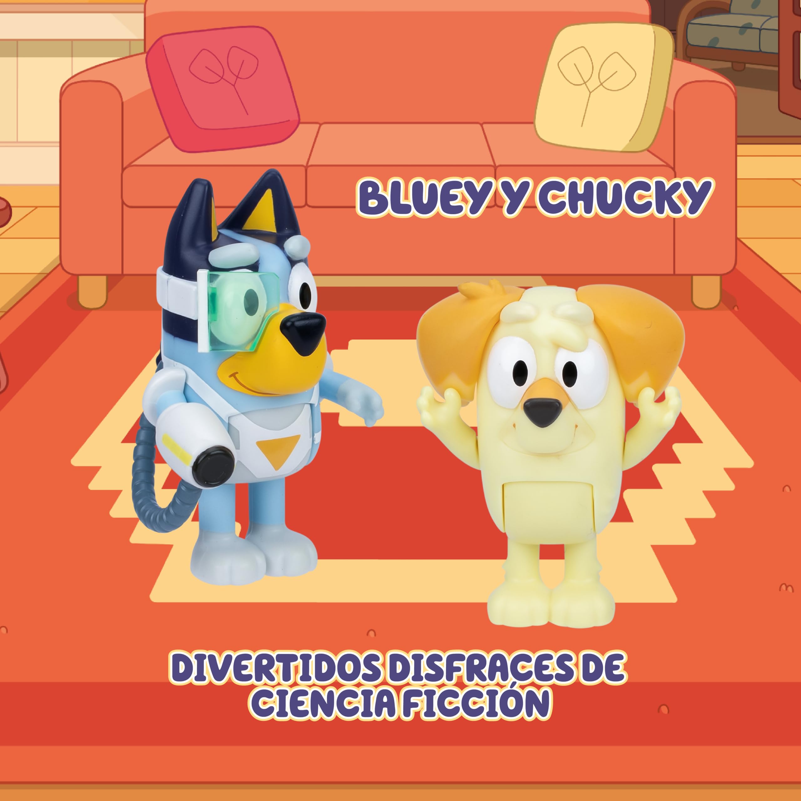 Bluey Pack 2 Figuras Surprise Blaster, Figuras Articuladas Amigos Preparados para IR de Aventuras, Muñecos de la Serie Infantil, Juguetes Exclusivos, Famosa (BLY91210)