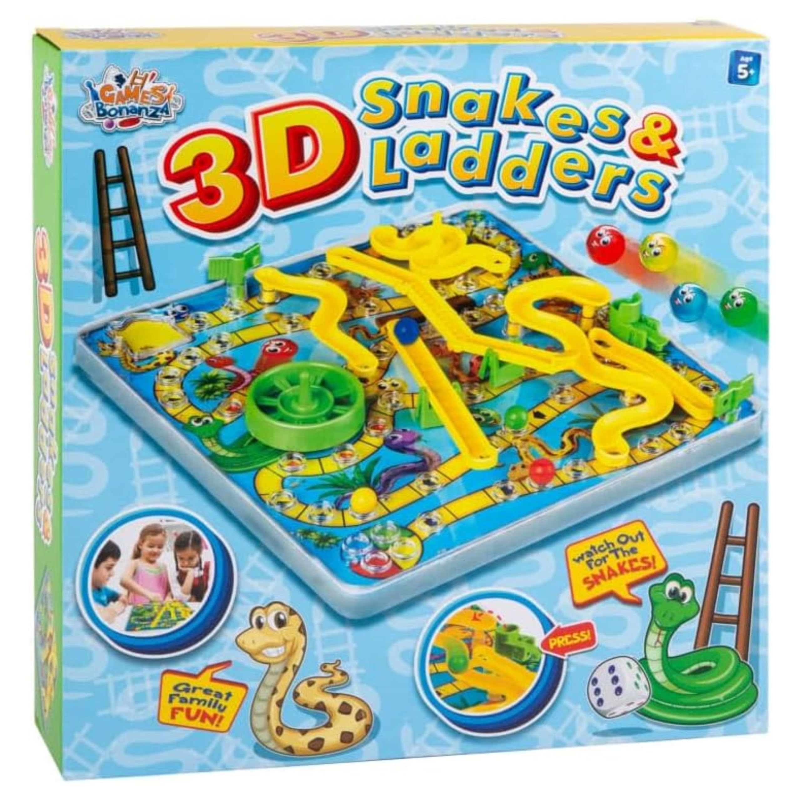 HMIR 3D Snakes and Ladders Board Game for Kids β Traditional Family Educational Toy, Fun Strategy Snakes Card Game for Children, Gifts for Boys & Girls, 31.5cm