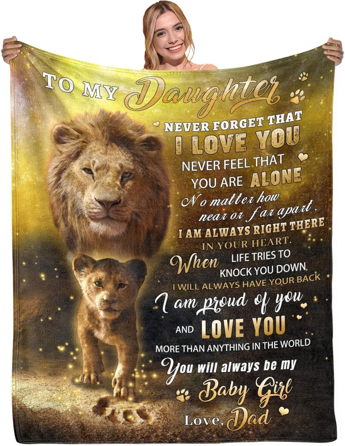Daughter Gift from Dad, to My Daughter from Dad Blanket, Daughters Gift from Dads, Birthday Gifts for Daughters - Soft Flannel Lion Throw Blanket 60" x 80" Lion001 60x80in