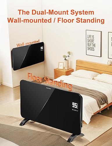 Miniatura 3 de Calentador de espacio de convección, calentador eléctrico portátil de 1500 W con termostato, calentadores de panel de doble propósito, temporizador