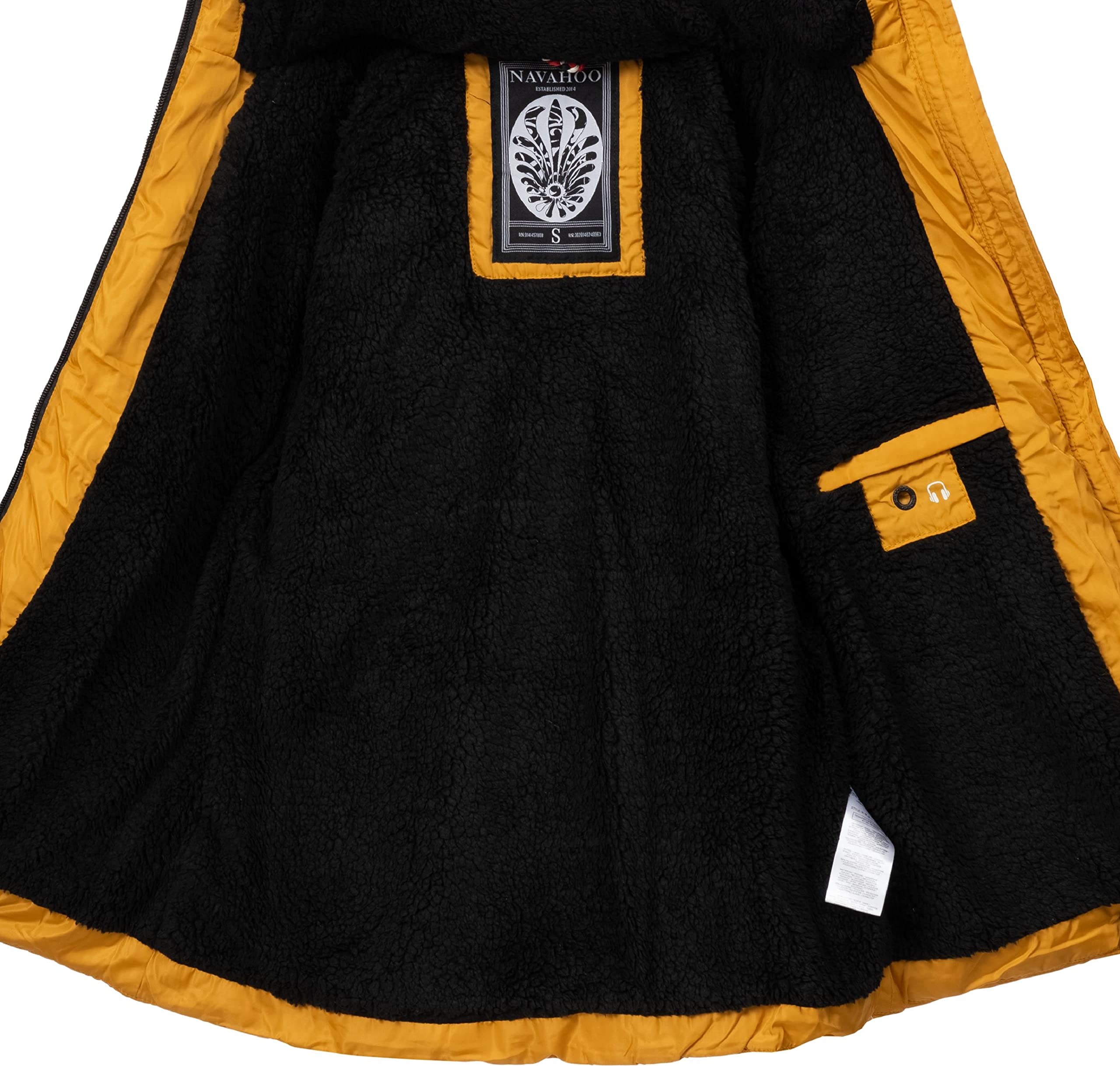 Navahoo Adele Chaqueta de Invierno para Mujer con Capucha de Pelo sintético Negro XS-XXL