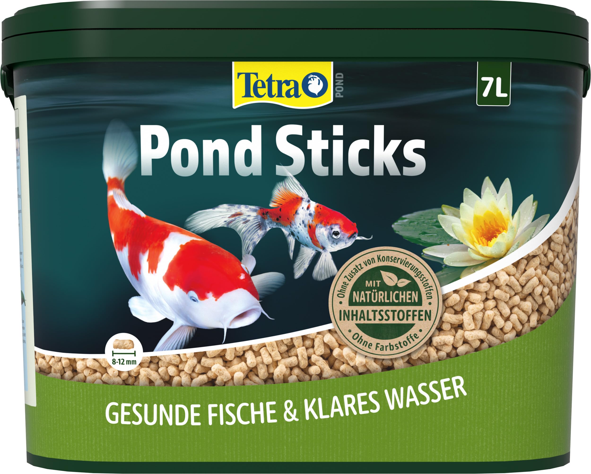 Tetra Pond Sticks - Fischfutter für alle Teichfische, unterstützt gesunde Fische und klares Wasser im Teich, 7 L Eimer