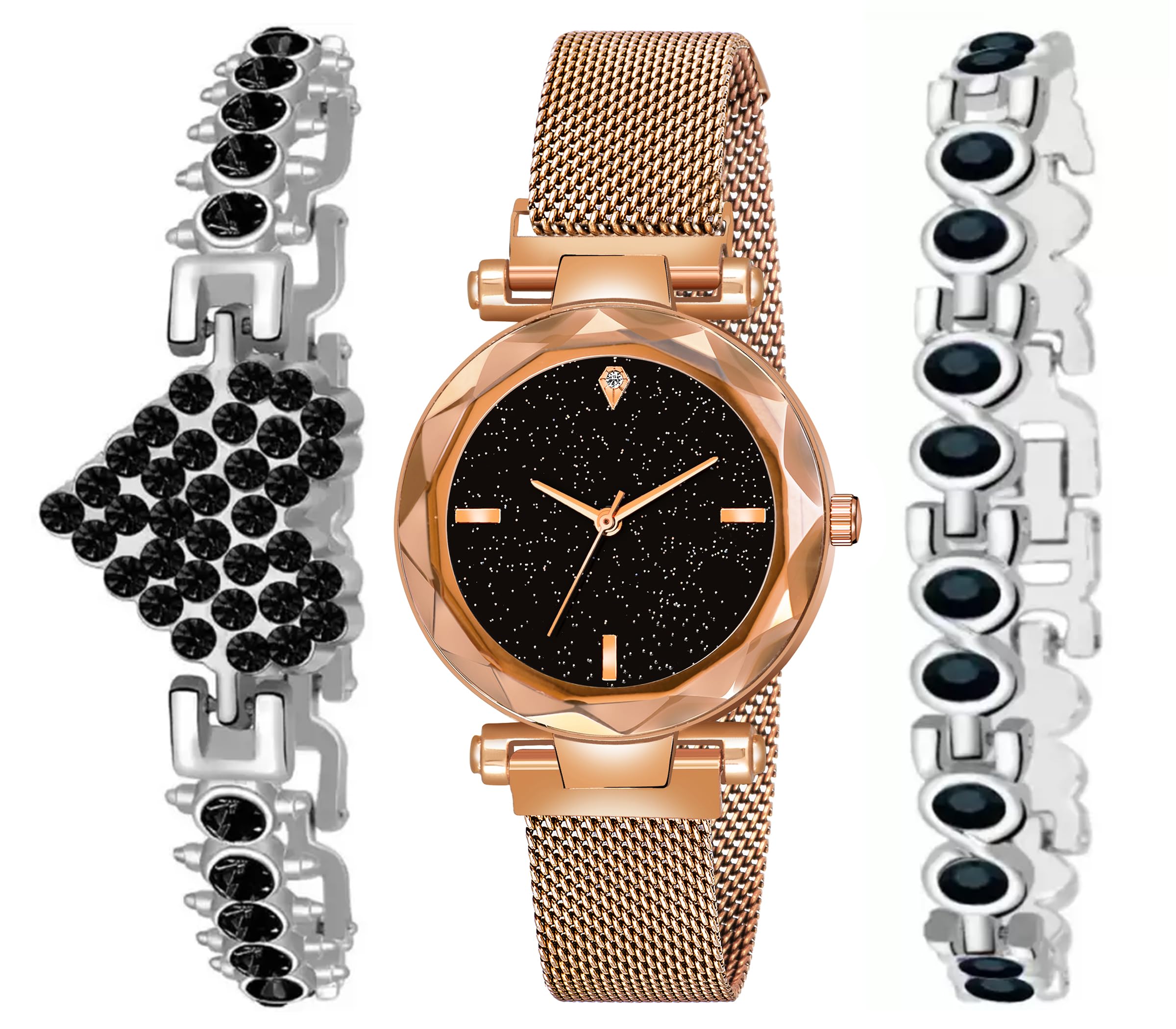 The Shopoholic Analog Black Dial Watch for Girls Stylish Watch with Coper Bracelet for Women Gift for Teenage Girls (B0D8TMGMNC) Amazon Price History, Amazon Price Tracker