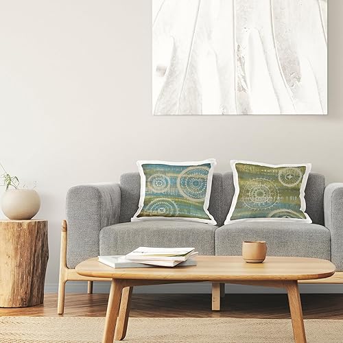 Miniatura 2 de Stupell Industries Liz Jardine - Juego de 2 fundas de almohada (18 x 18 pulgadas, diseño de fractales bohemios azules y verdes), color azul