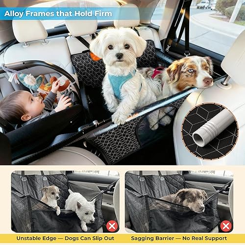 Miniatura 4 de Asiento de coche para perros grandes y medianos Extensor de asiento trasero impermeable para perros con parte inferior dura Varillas de bloqueo