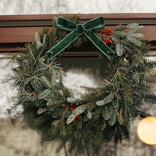 Miniatura 258 de Chuangdi 3/8 pulgadas, 60 yardas, cinta de terciopelo azul verde azulado de Navidad, cintas anchas de terciopelo vintage para adornos de árbol