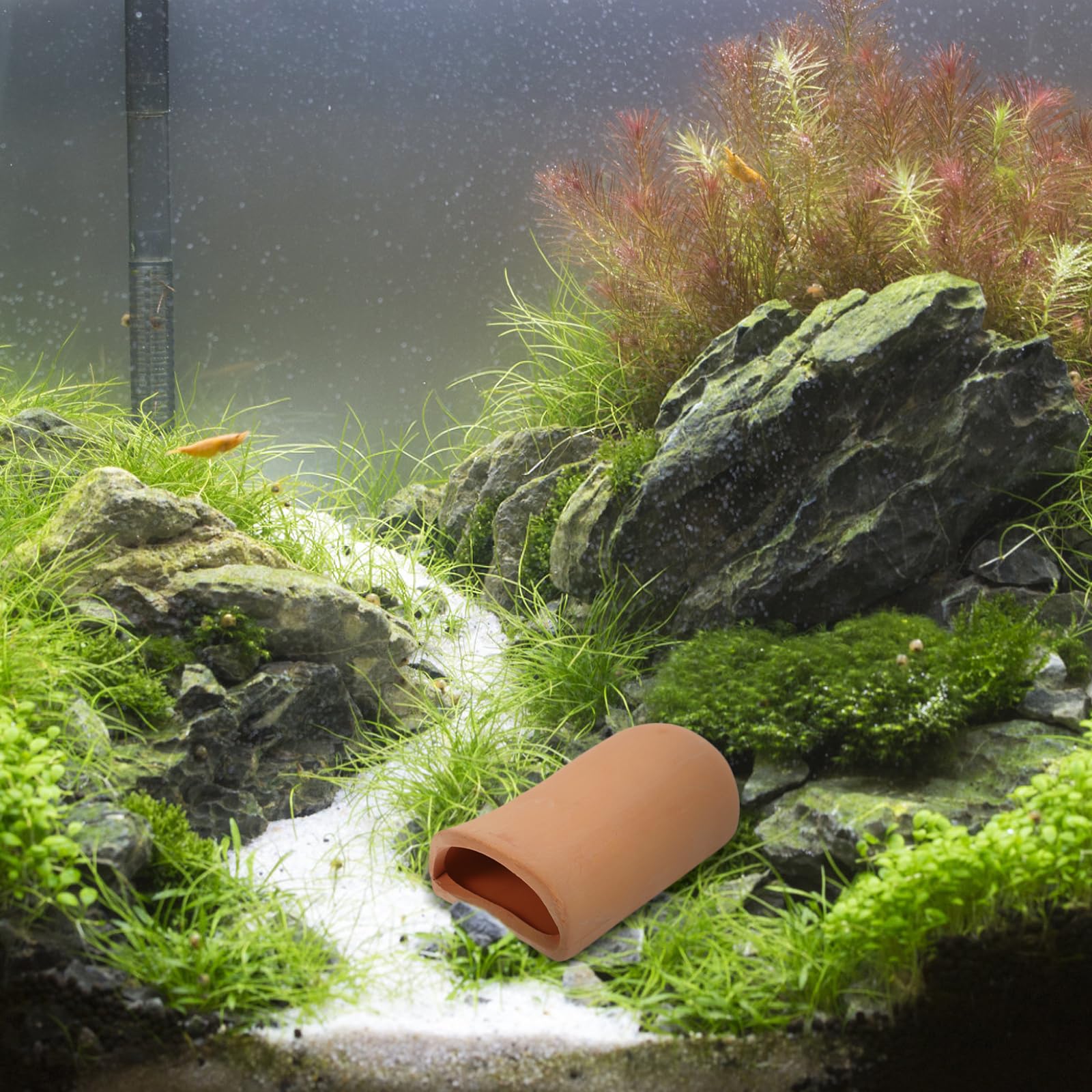 Amosfun Lot de 2 incubateurs de poissons - Décoration d'aquarium - Décoration à la main - Grotte d'élevage de crevettes - Abri de poisson - Résistant à l'usure - Céramique - Ardoise