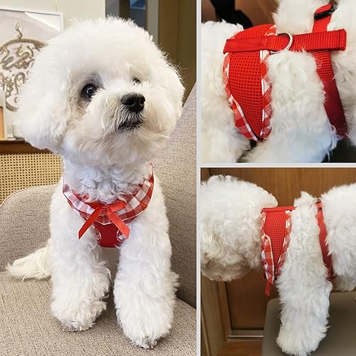 Miniatura 6 de Arnés para perro de malla suave mejorado, arneses súper transpirables y ligeros para mascotas, para cachorros y perros al aire libre, arnés rojo