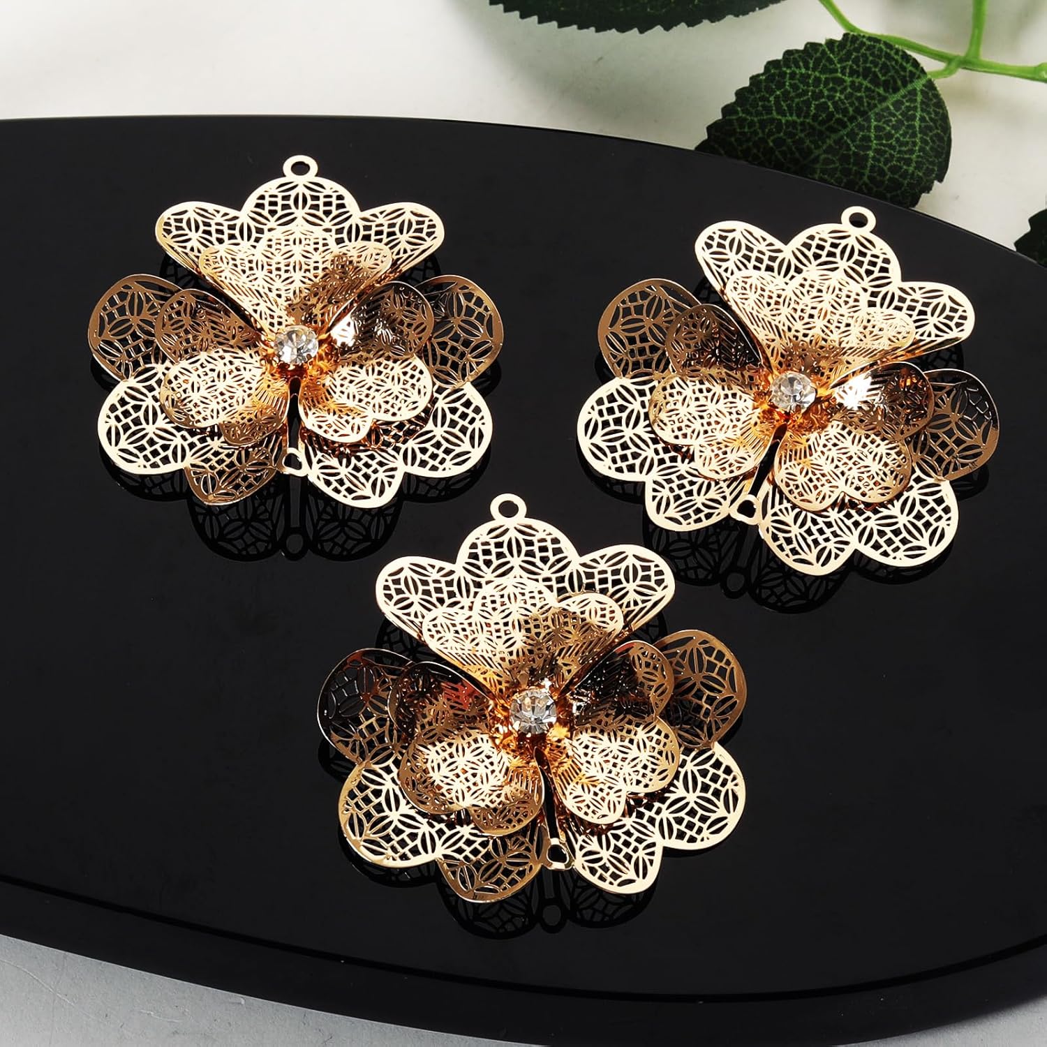 10pcs Hanging Suncatchers Parts Gold Metal Flower Window Pendant DIY Part Ornament DIY Part Home Decor - Image 3