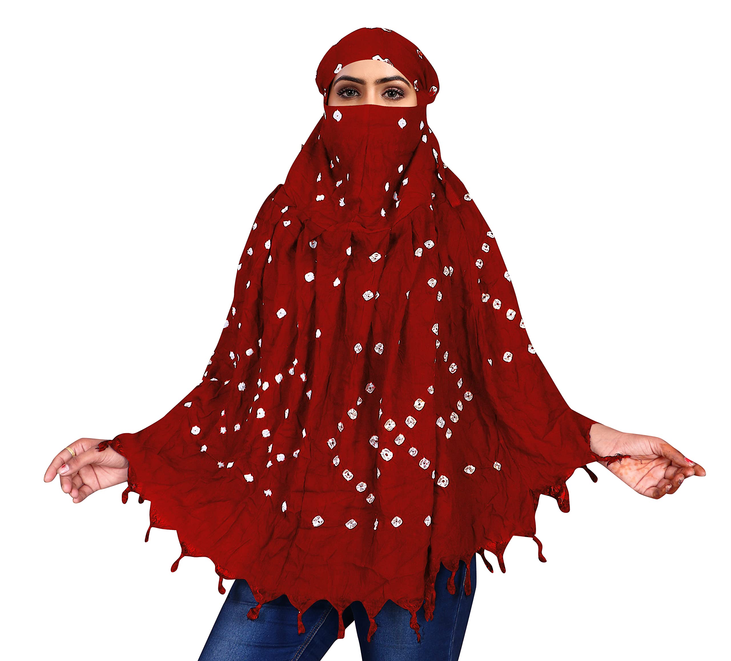 privansh Cotton Long Scarf - Bandhani Printed Design Breathable & Sun Protection Face Scarves, Usable for Vehicle Driver Girl & Women-picture-44