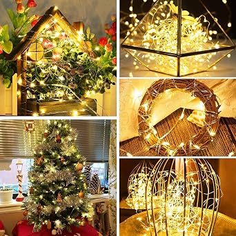 Christmas Tree Lights Copper Wire, 164FT 50M 500 LED Warm White, Indoor & Outdoor Decorations Xmas String Light 8 Modes Waterproof Twinkle Fairy Light for Trees,Party,Room,Garden,Home,Wedding Decor [Energy Class F]