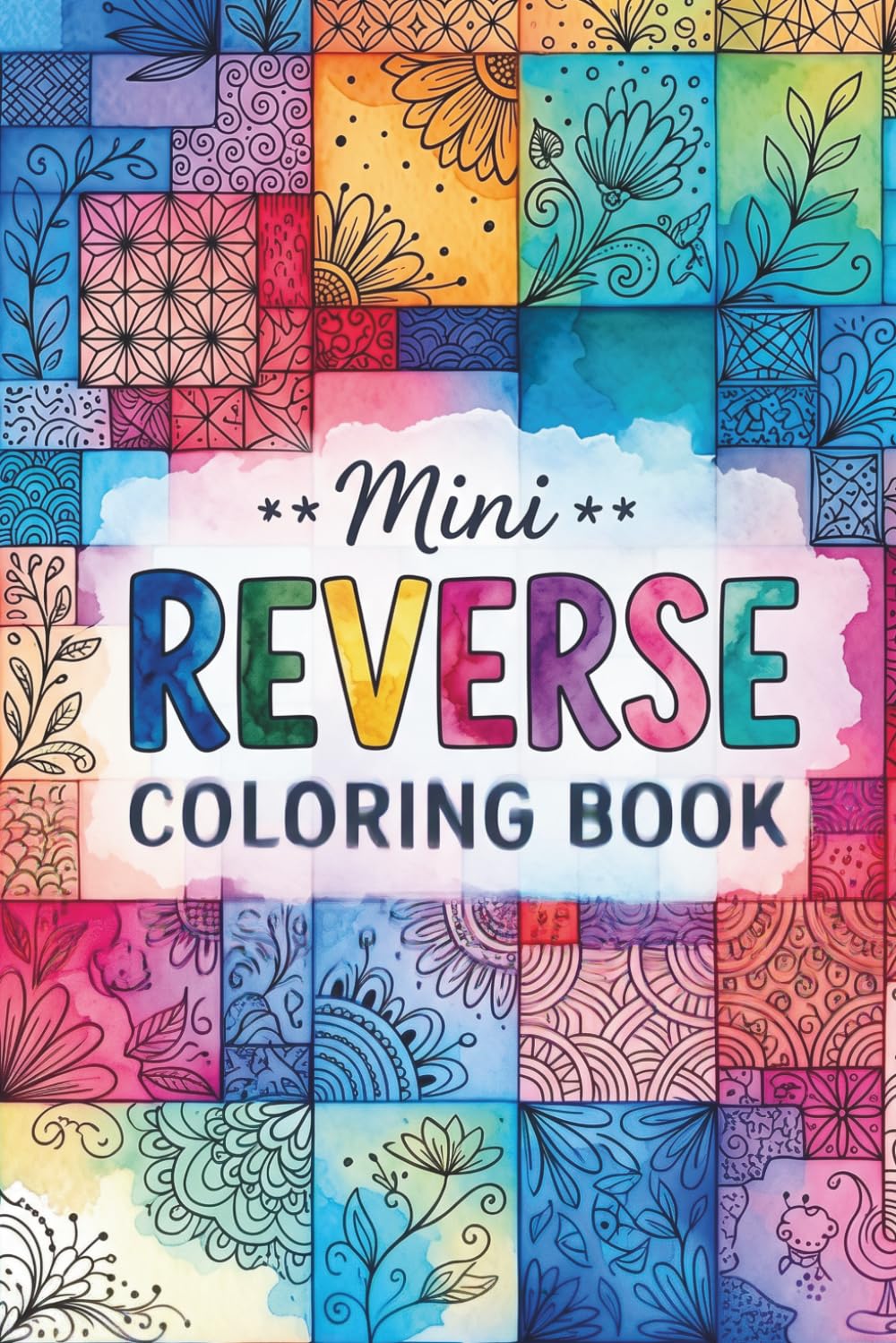 Mini Reverse Coloring Book: 35 Watercolor Patterns for Creative Doodling & Relaxation