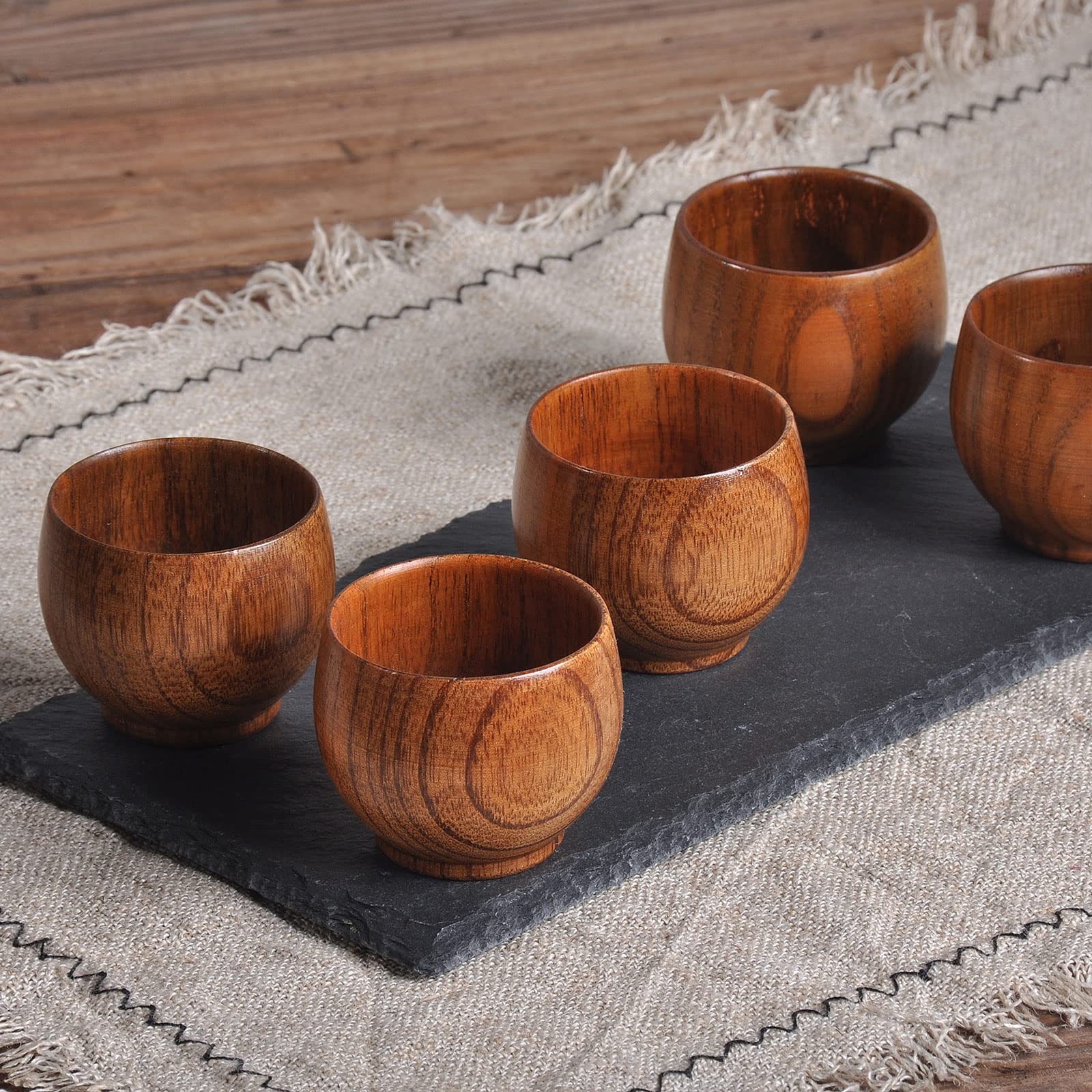 Amazon.com | 6 Pack Wooden Small Cup Natural Solid Wood Mug for