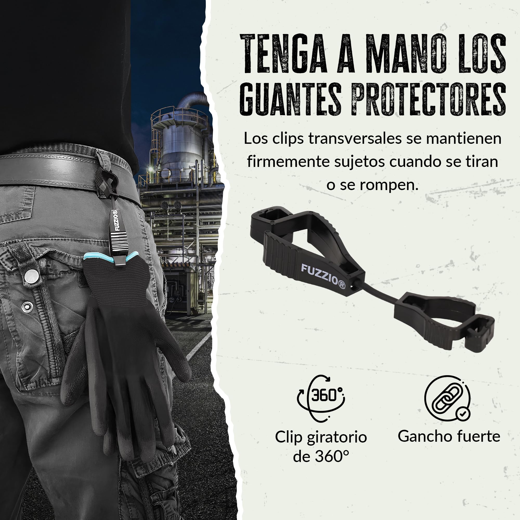 24 pares de guantes de trabajo recubiertos y porta clip para guantes FUZZIO®