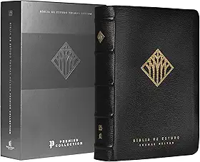 Bíblia de estudo Thomas Nelson, NVI, capa em couro legítimo preto, Leitura Perfeita, Premier Collection | Bíblia com mais de 50 mil recursos