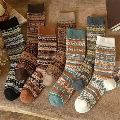 7 pares de calcetines de lana para mujer, botas gruesas de invierno, acogedores, vintage, suaves, de punto de pantorrilla, calcetines cálidos, regalos