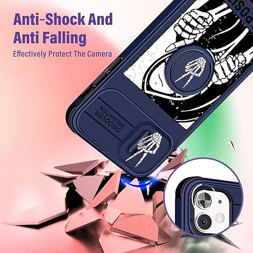 Miniatura 3 de Funda 2 en 1 para iPhone 12 Pro Max para mujer, diseño de esqueleto lindo para niños y niñas, diseño de calavera divertido gótico espeluznante con