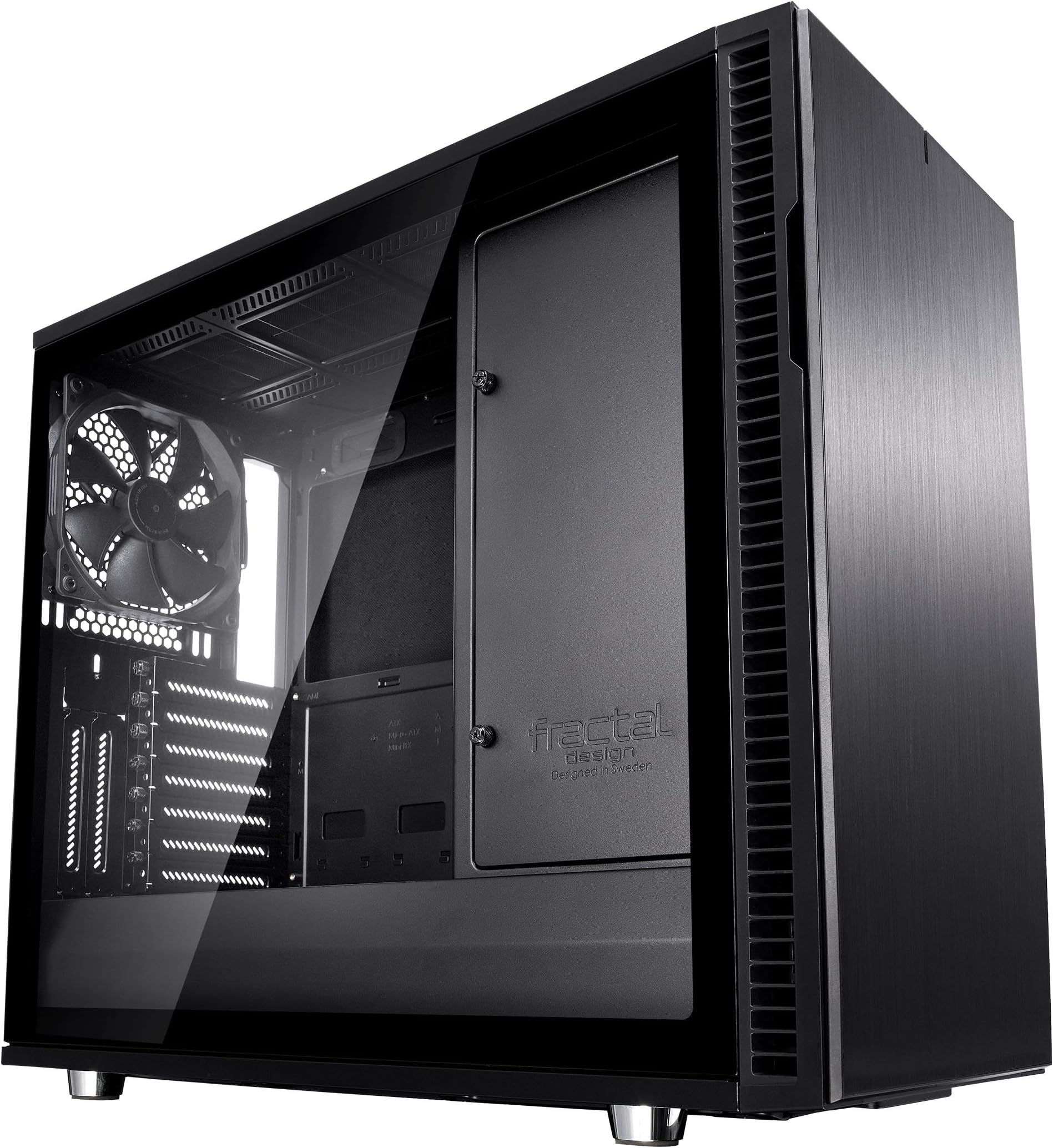 Fractal Design Define R6 - Mid Tower Computer Case - ATX - Optimized for High Airflow and Silent Computing with Moduvent Technology - Modular Interior - Water-Cooling Ready - Tg Side Panel - Blackout