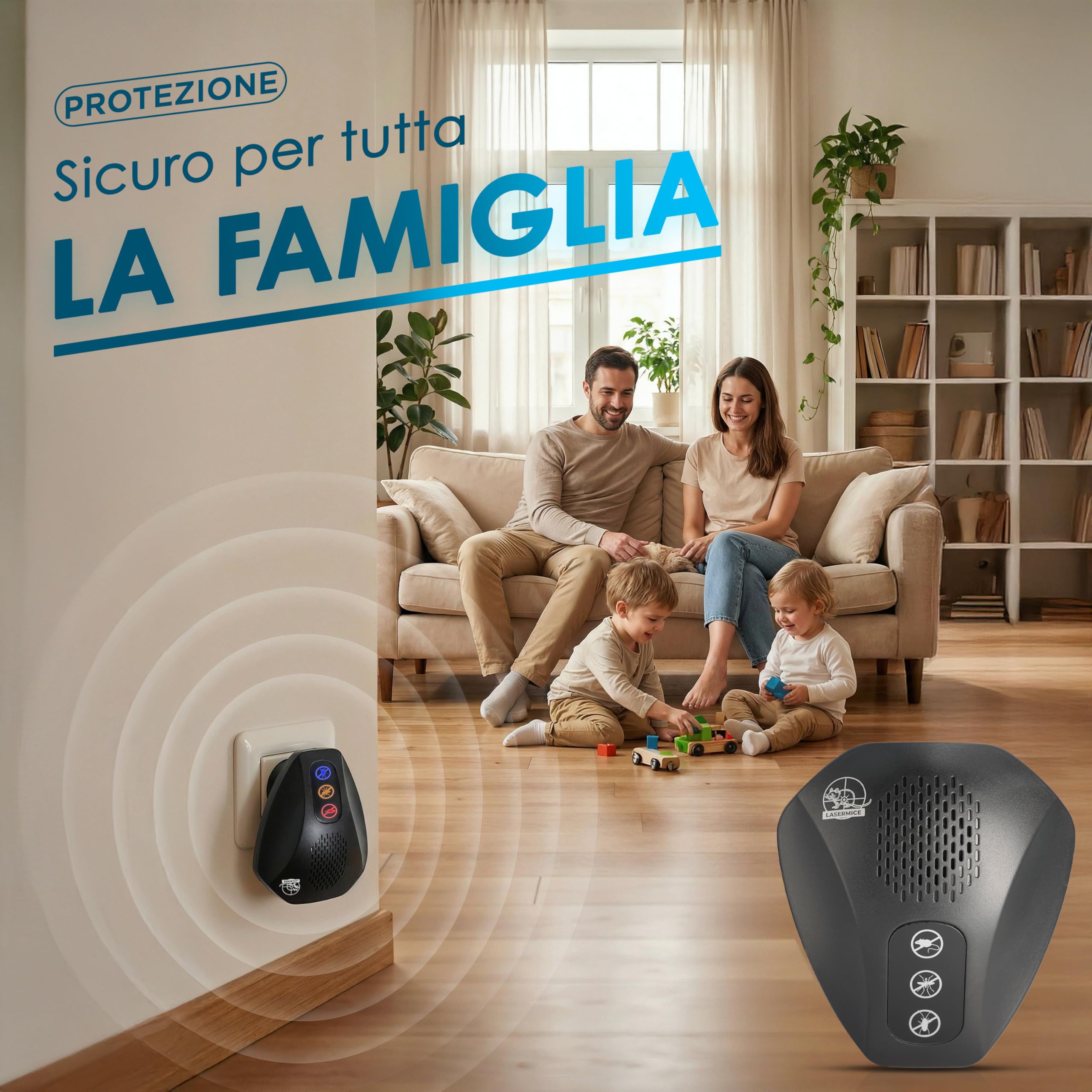 Repellente Ultrasuoni per Topi da Interno Elettrico Plug & Play - Trappola per Topi, Scarafaggi Anti Zanzare