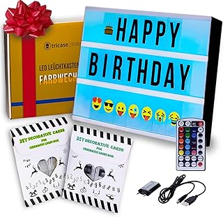 TESTSIEGER LED Lightbox mit Buchstaben – A4 Leuchtkasten mit Farbwechsel, MEGA Set inkl. 173 Buchstaben, 85 farbige Emoji...