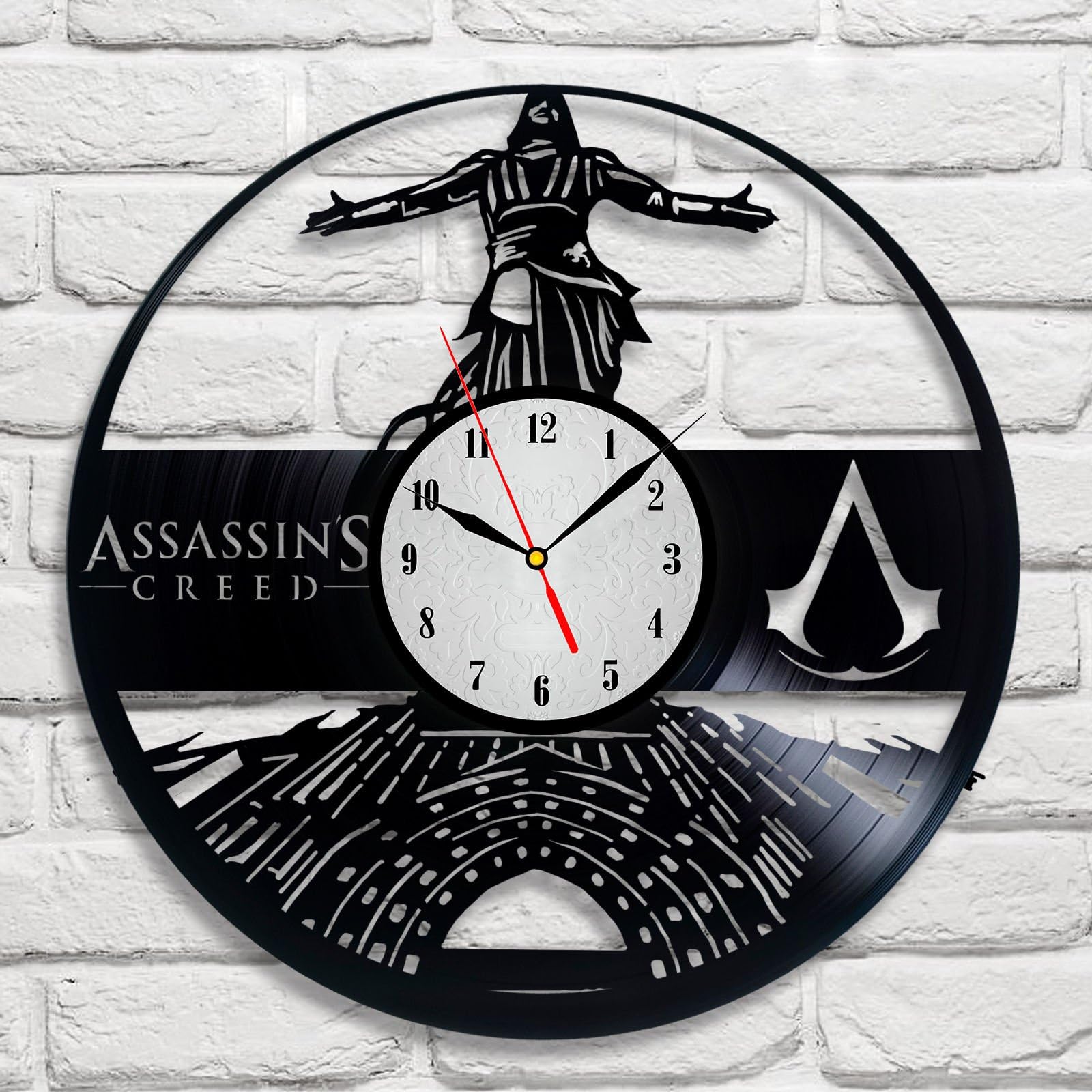 Assassin's Creed light grey Vinyl Record Wall Clock - Get unique bedroom or nursery wall decor - Gift ideas for boys and girls Fantasy Film Unique Art Design