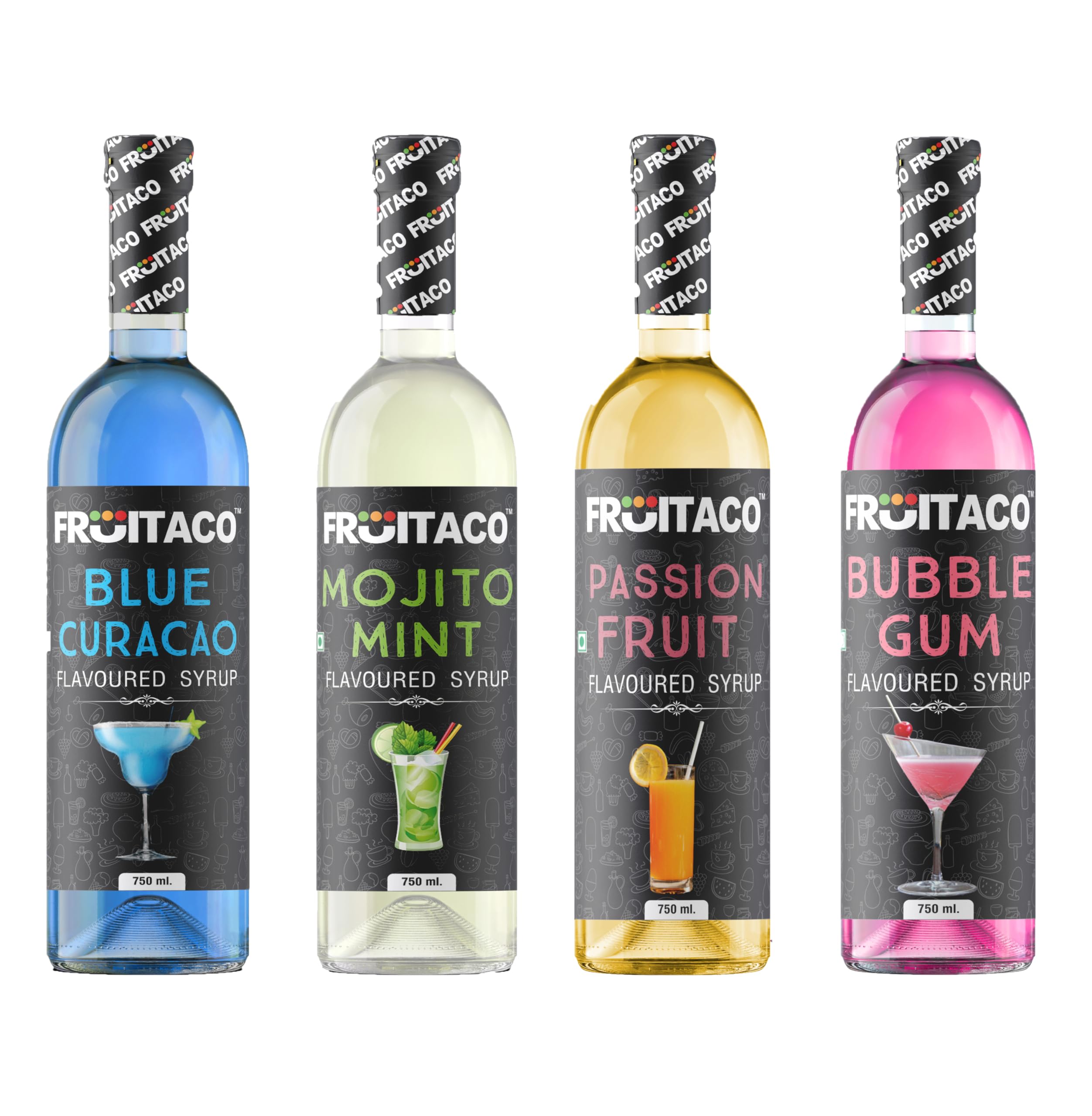 Fruitaco Blue Curacao, Mojito Mint, Passion Fruit, Bubble Gum Syrup: Perfect Mixer for Enhancing Mocktails & Cocktails, Drinks, and Mojitos at Parties, All Your Mixing Needs Non-Alcoholic (Pack of 4) (B0CXPNHZXX) Amazon Price History, Amazon Price Tracker