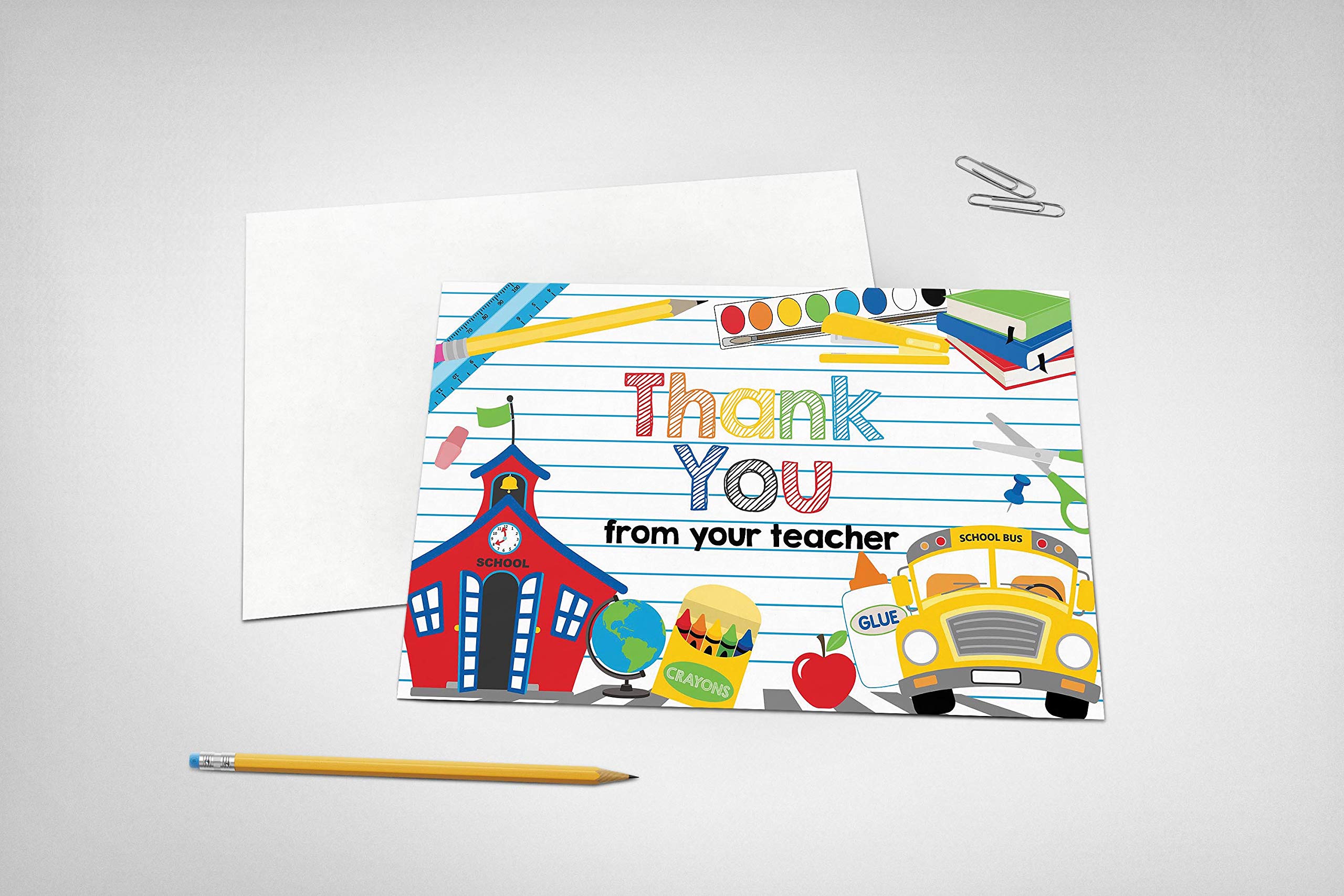 School Supply Themed Thank You Notes For Students From Teachers, 4"x6" Fill In Notecards by AmandaCreation (30) - Image 4
