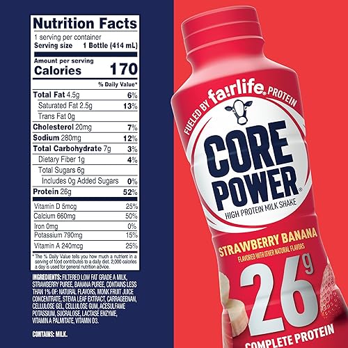 Vista 60 de Core Power Fairlife-Batido Core Power de alto contenido en proteínas, sabor vainilla, de 14 onzas líquidas (paquete de 12)