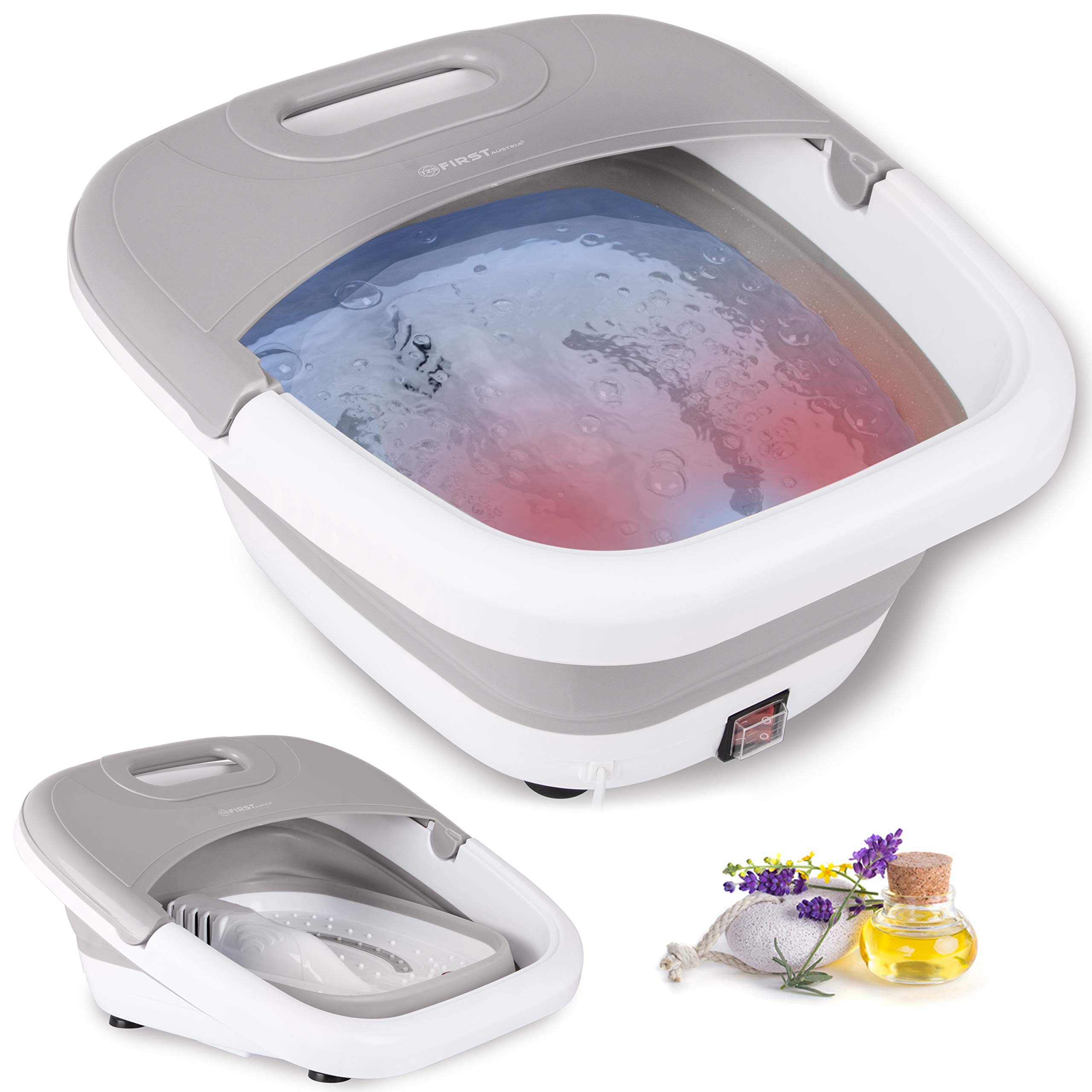 TZS First Austria - Foldable Foot spa Foot Massager 450W with 3 attachments & 8 Massage Rollers - Foot Bath with Vibration & air Bubble Massage, Infrared & Heating Function - Electric Pedicure tub-image-25