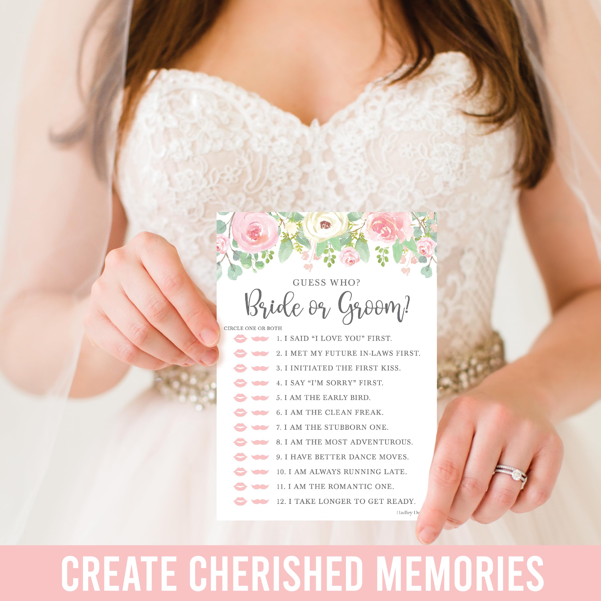20 Floral Bridal Shower Games For Guests - Hilarious Wedding Shower Games, 20 Double-Sided Cards