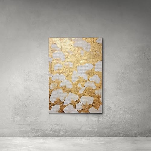 Miniatura 4 de Original Ginkgo biloba Print On Canvas, Modern Textured Gold Wall Art, Abstract Gold Leaves Print, Living room Wall Decor, Print On Canvas, Wall