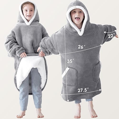 Miniatura 5 de EHEYCIGA Manta con capucha con bolsillos y mangas, manta de franela con capucha para mujeres, hombres, adultos y niños