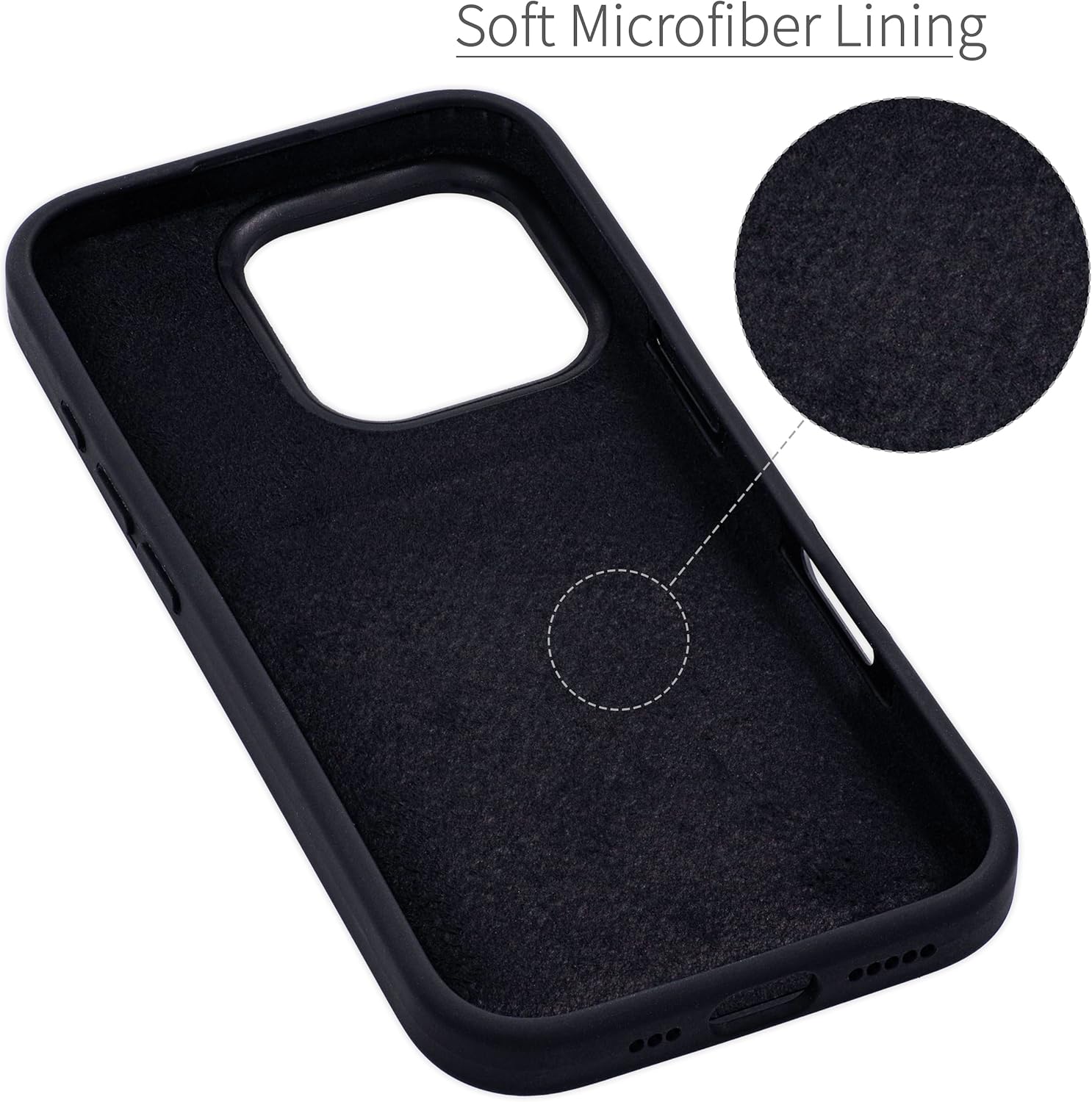 Dockem Card Case for iPhone 16 Pro with Liquid Silicone Shell, Built-in Metal Plate for Magnetic Mounting & Stitched-on Synthetic Leather Wallet with 2 Credit Card Slots (M2L SI, Black)