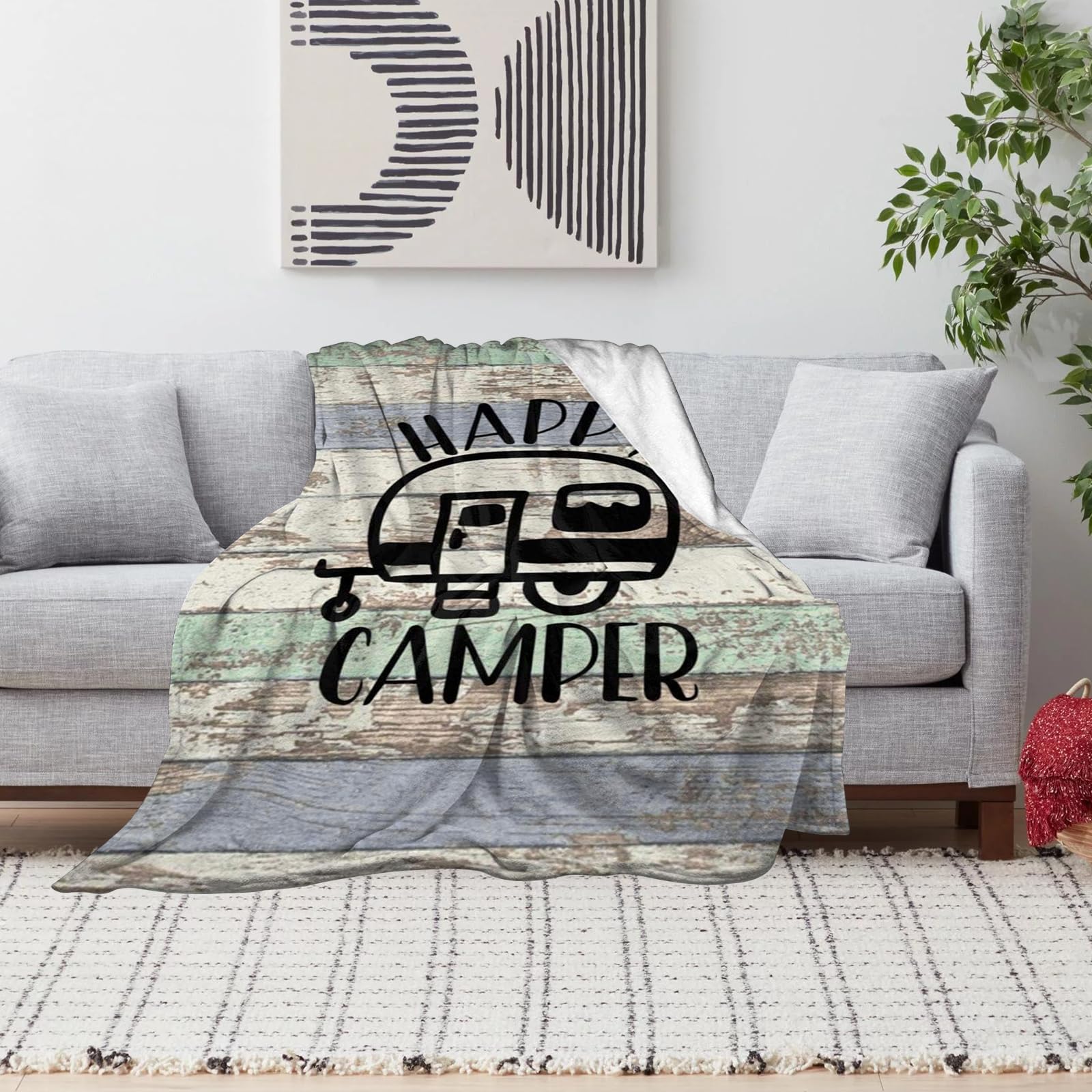 Couverture flanelle camping plaid vintage idée cadeau pour amoureux de nature et van