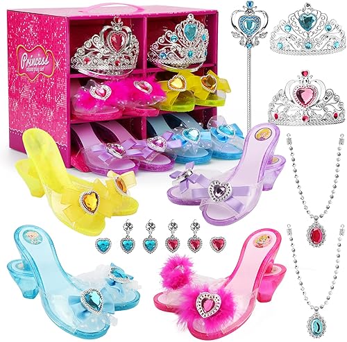 Juego de zapatos de vestir y juguetes de joyería para niñas colección de zapatos de juego de rol juguetes para niñas ropa de vestir de princesa