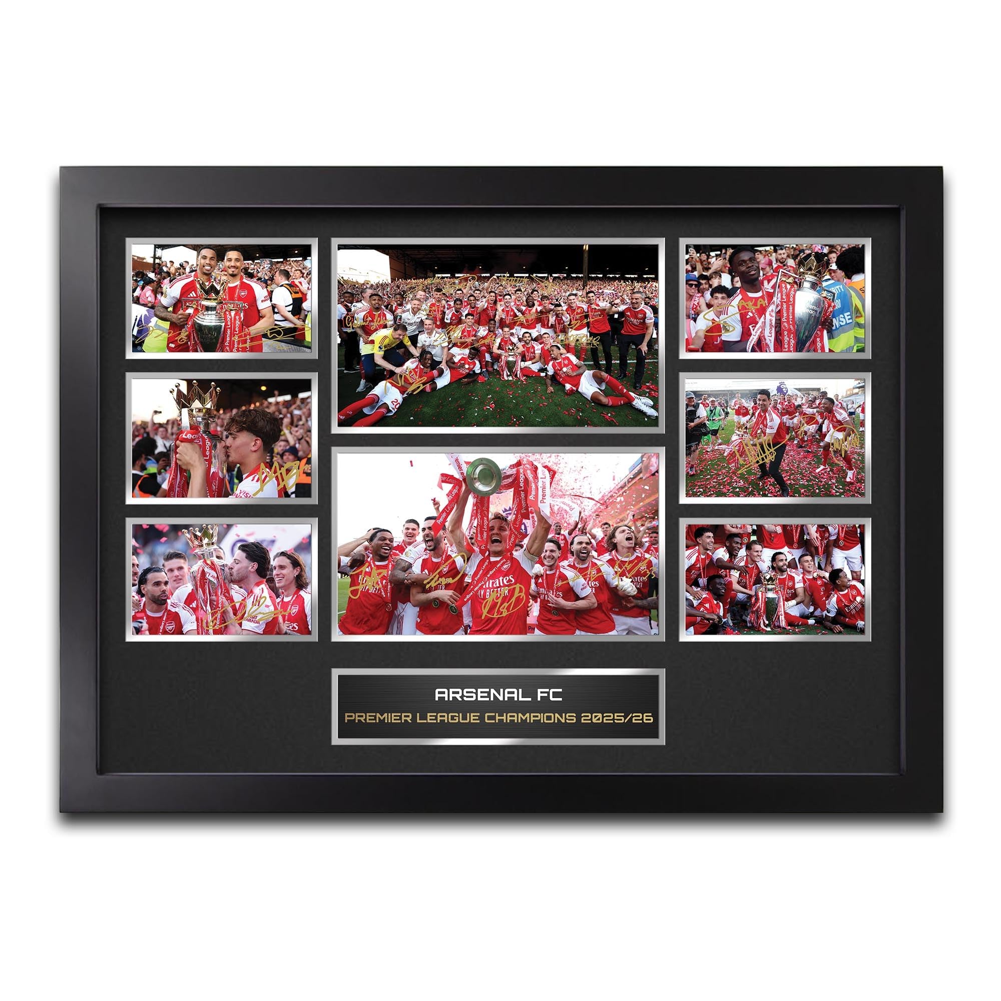 Memorabilia Hub Arsenal Premier League Champions 2025/26 Multi Photo Signed Collage Display Framed Football Memorabilia Title Winners Gift for Gunners Fans A3 Framed