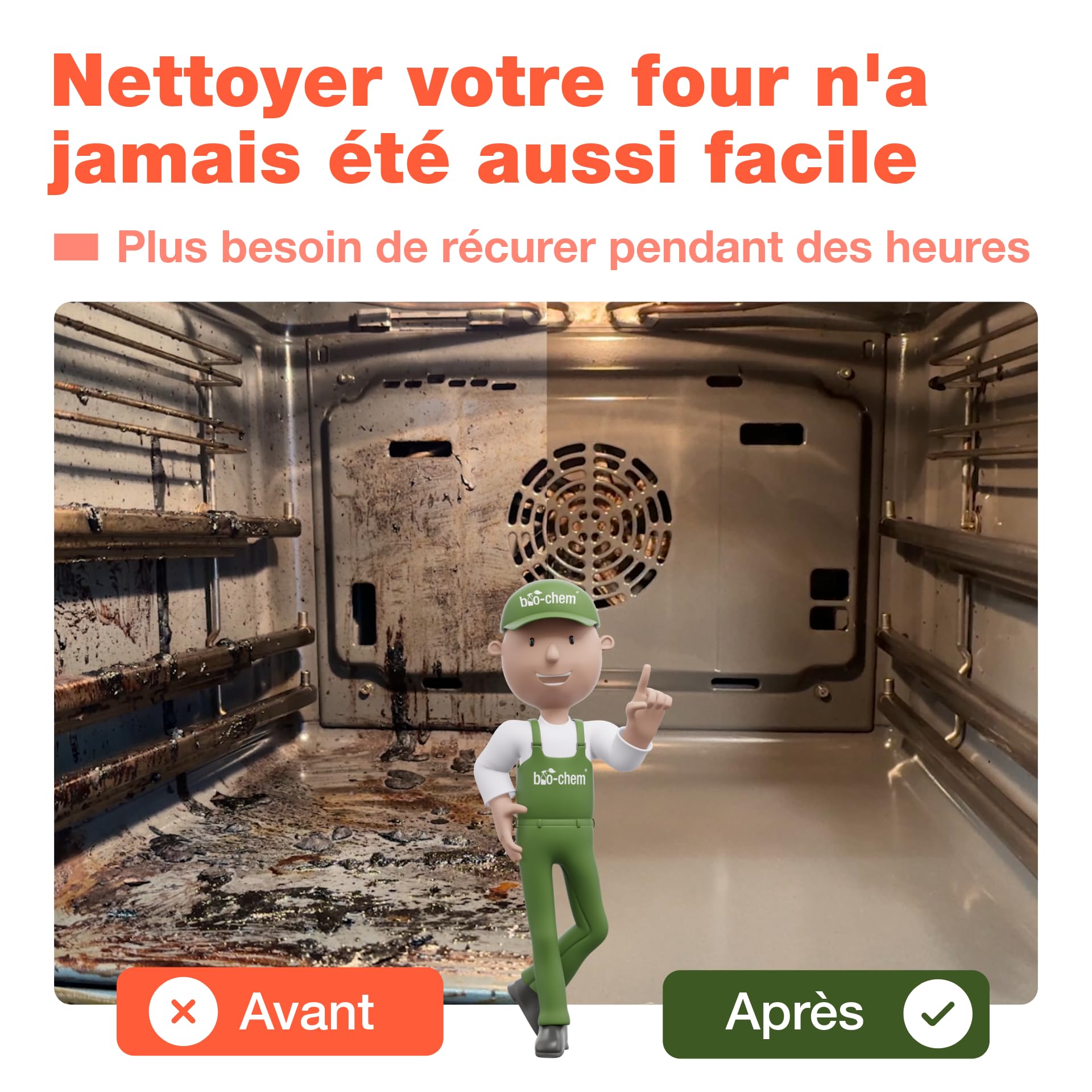 bio-chem Nettoyant four 1L + accessoires | Avec éponge, chiffon microfibres et pinceau - Dégraissant auto-nettoyant pour four, cuisine, barbecue