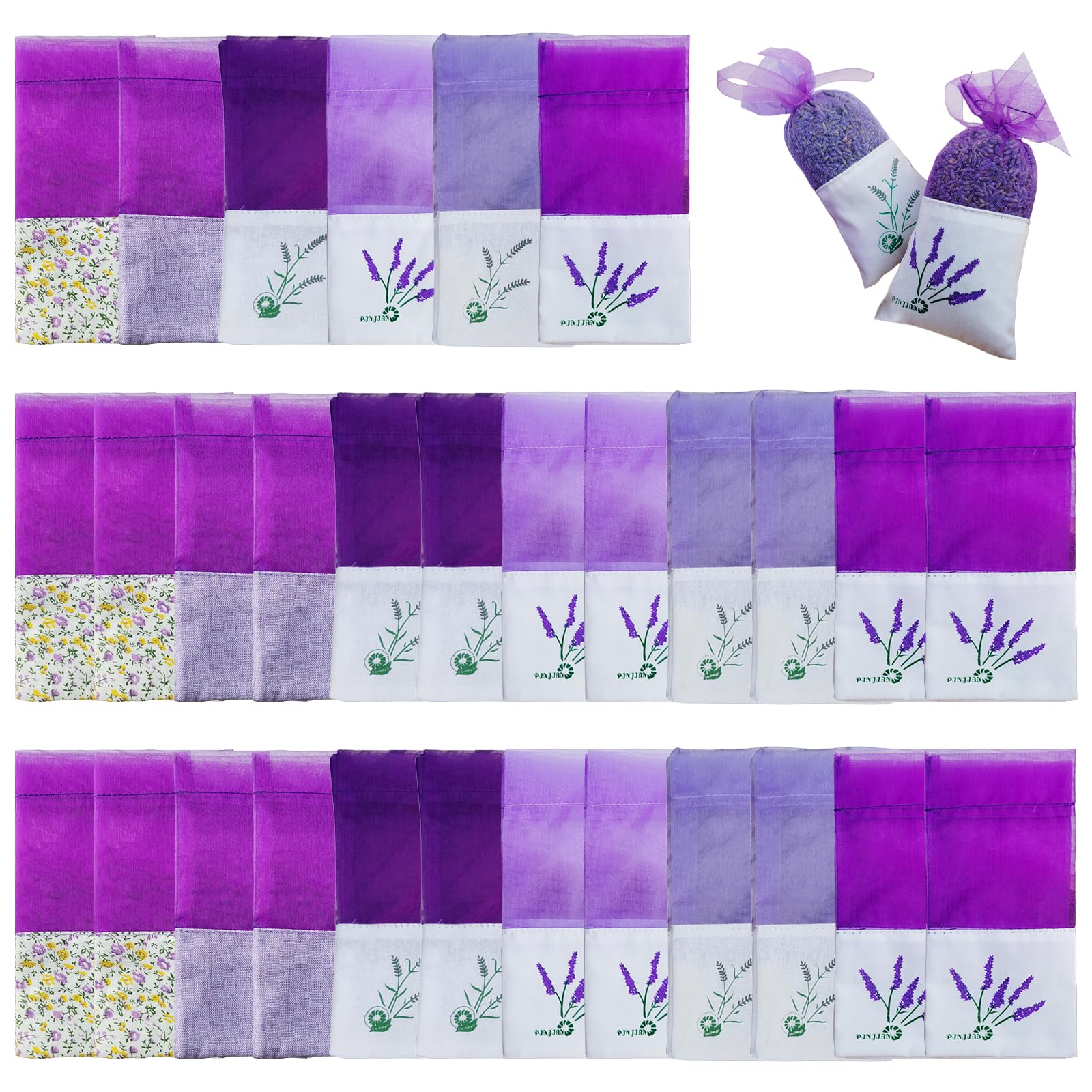 30Pcs Empty Sachet Bags Refillable Cotton Yarn Lavender Bags for Home Fragrances Wardrobes Fresheners Filling Pouches Cotton Sachets