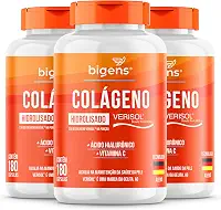 Colágeno Hidrolisado Verisol com Ácido Hialurônico e Vitamina C, Bigens, 180 Cápsulas (Kit 3)