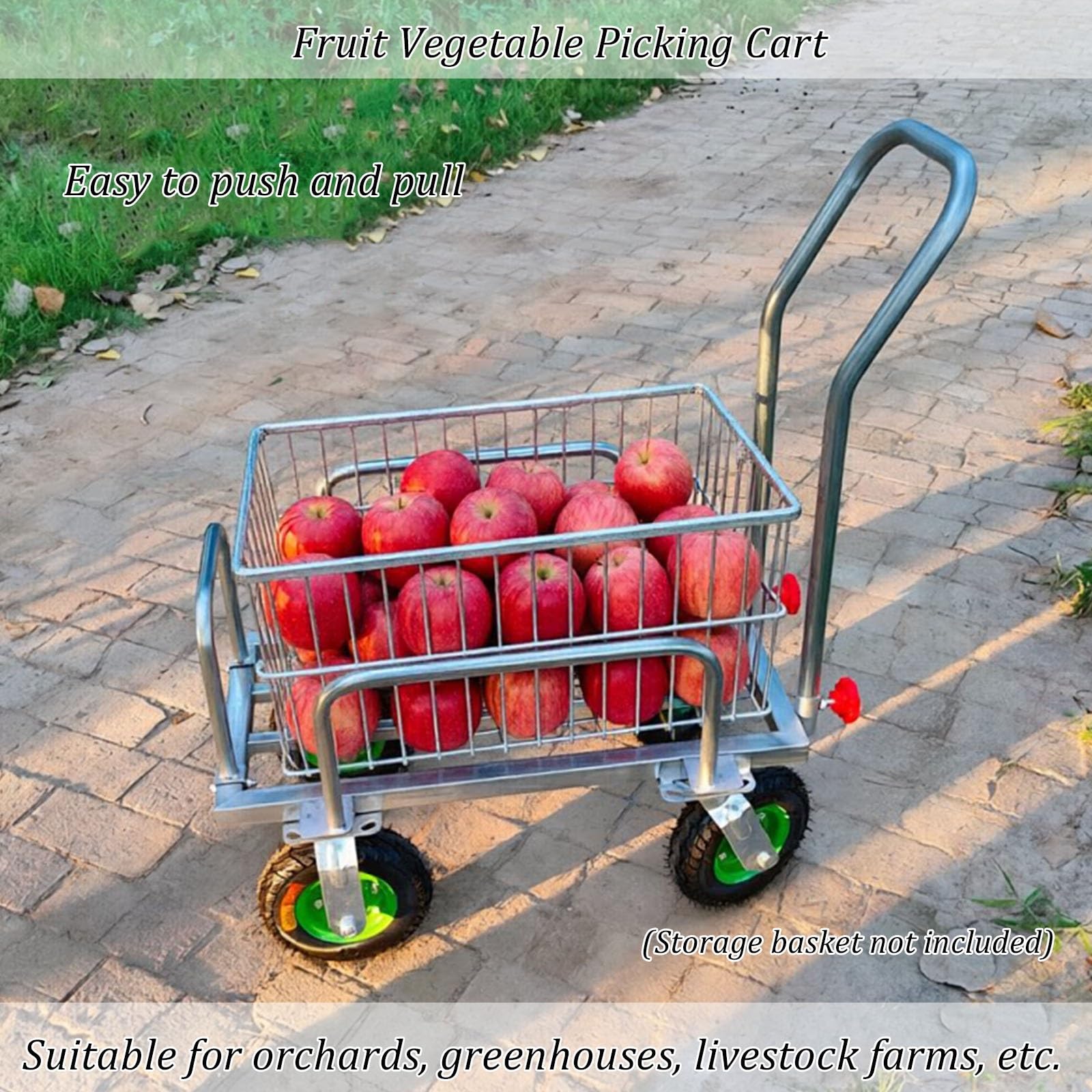 Carros de jardín Plegables con Ruedas giratorias y Capacidad de 150 kg | Carro de cosecha con barandillas para la recolección y el transporte de cultivos(A,90cm)
