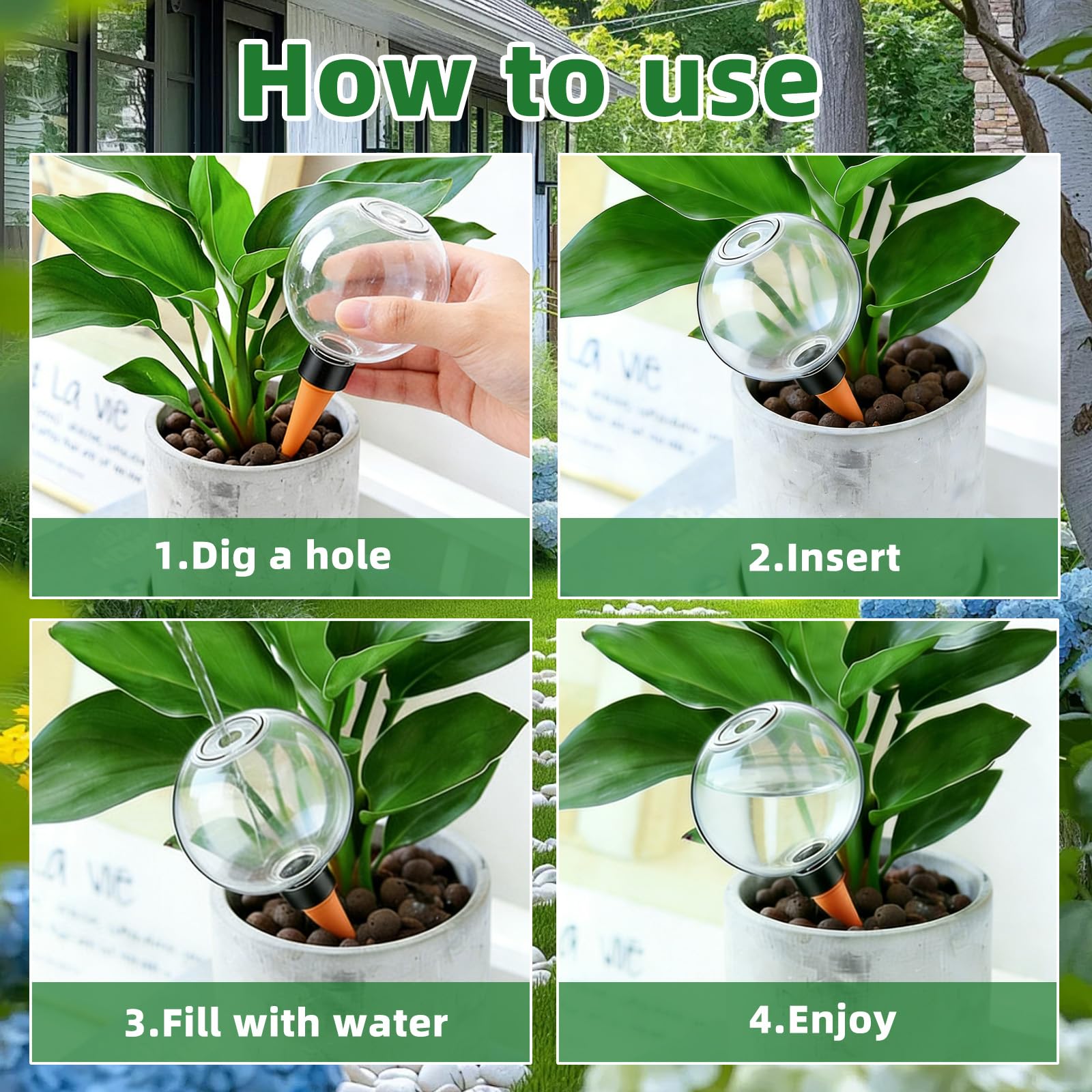 Lot de 4 Boules D'Irrigation pour Plant, Distributeur Eau Plante, Arrosage Automatique Plante Intérieur, pour Jardins, Maisons, Espaces Intérieurs et Extérieurs