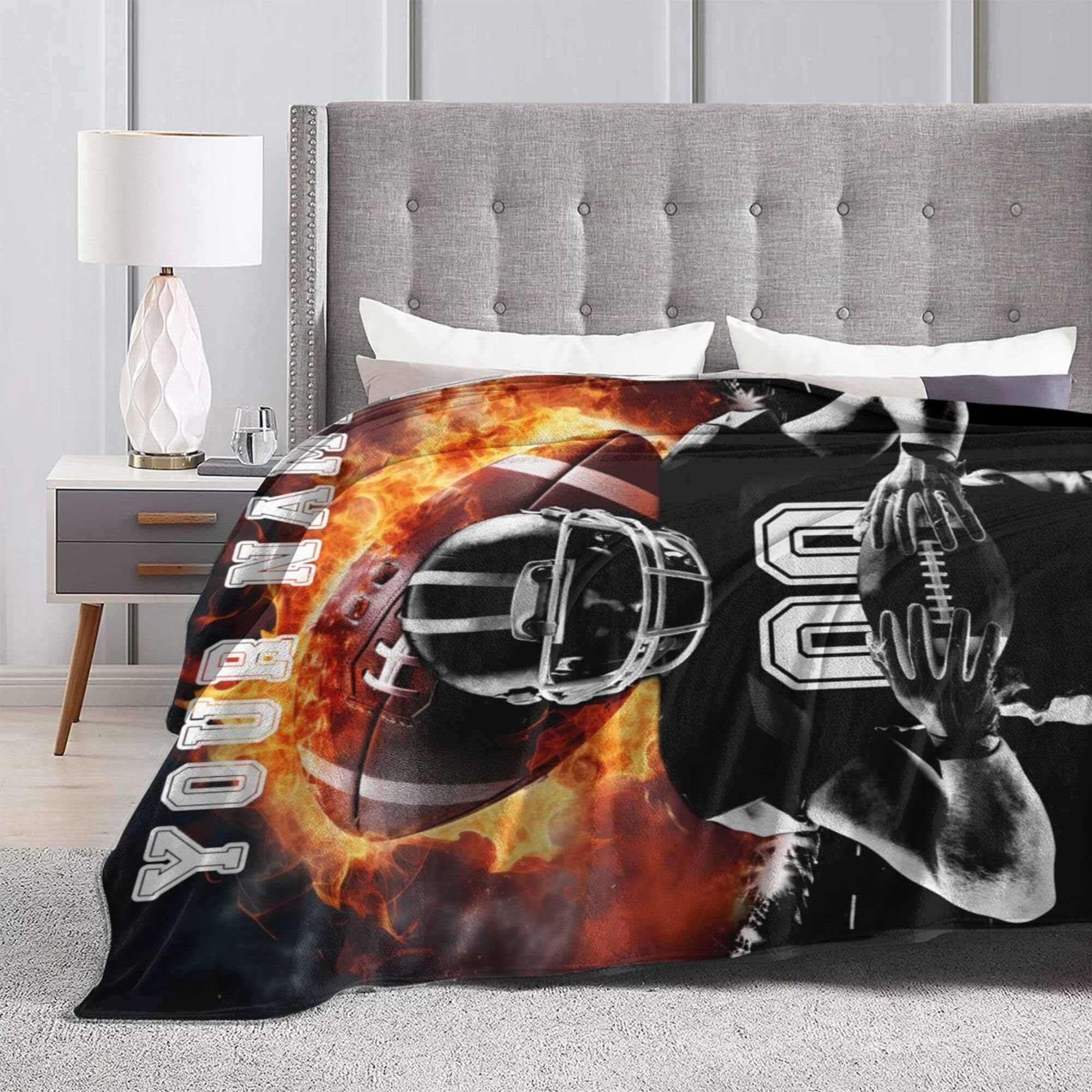 Rgubvui Ctom Football Blankets Personalized Name