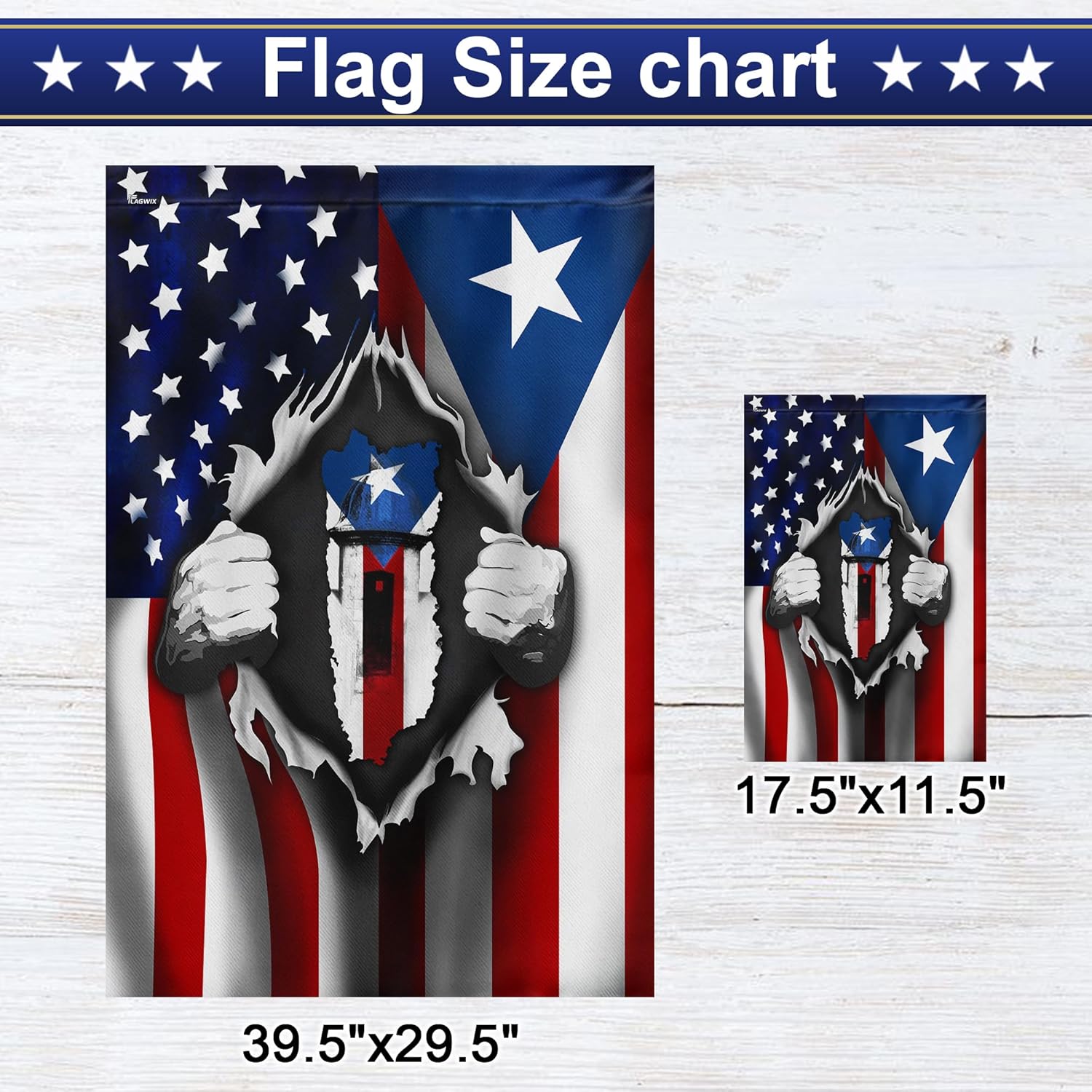 FLAGWIX Puerto Rico Flag, American Puerto Rican Decorations - House Flag 30x40, For Home, Outside - Double Sided, Heavy Duty Canvas Indoor Outdoor