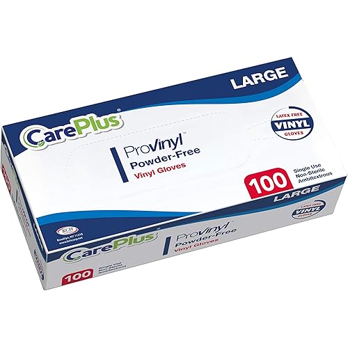 CarePlus Disposable Plastic Pro Vinyl Clear Gloves