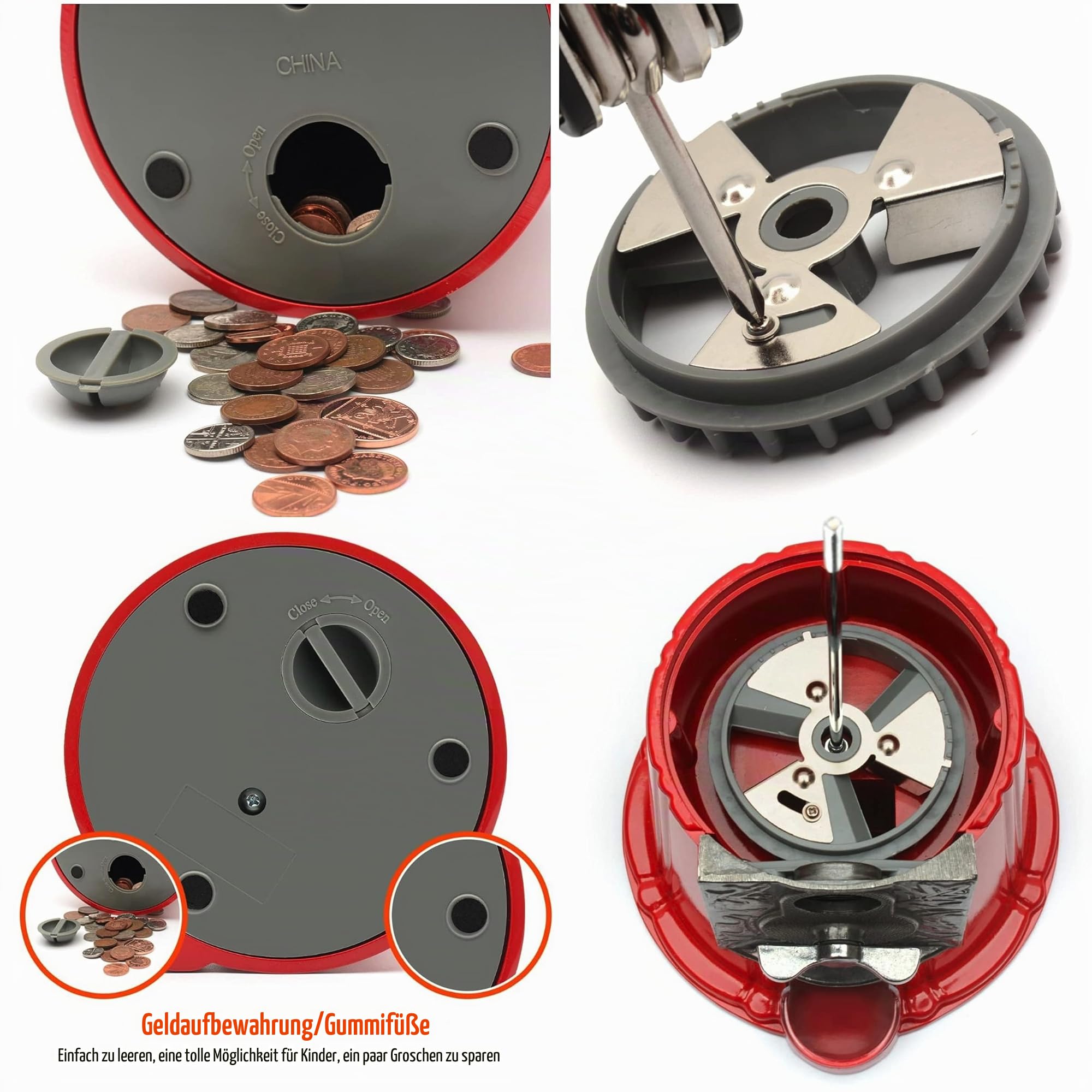 CKB LTD Retro Münze betriebene Kaugummi-Maschine Süßigkeitenspender 28 cm rot
